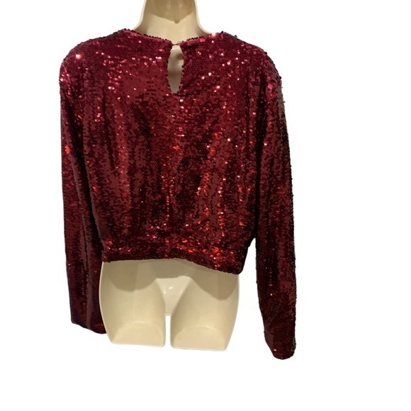 NWT OnTwelfth Sequined Top Women’s Size XL Red Holiday‎ - Picture 2 of 8